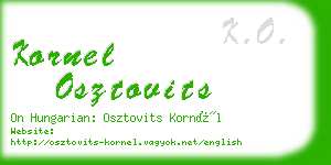 kornel osztovits business card